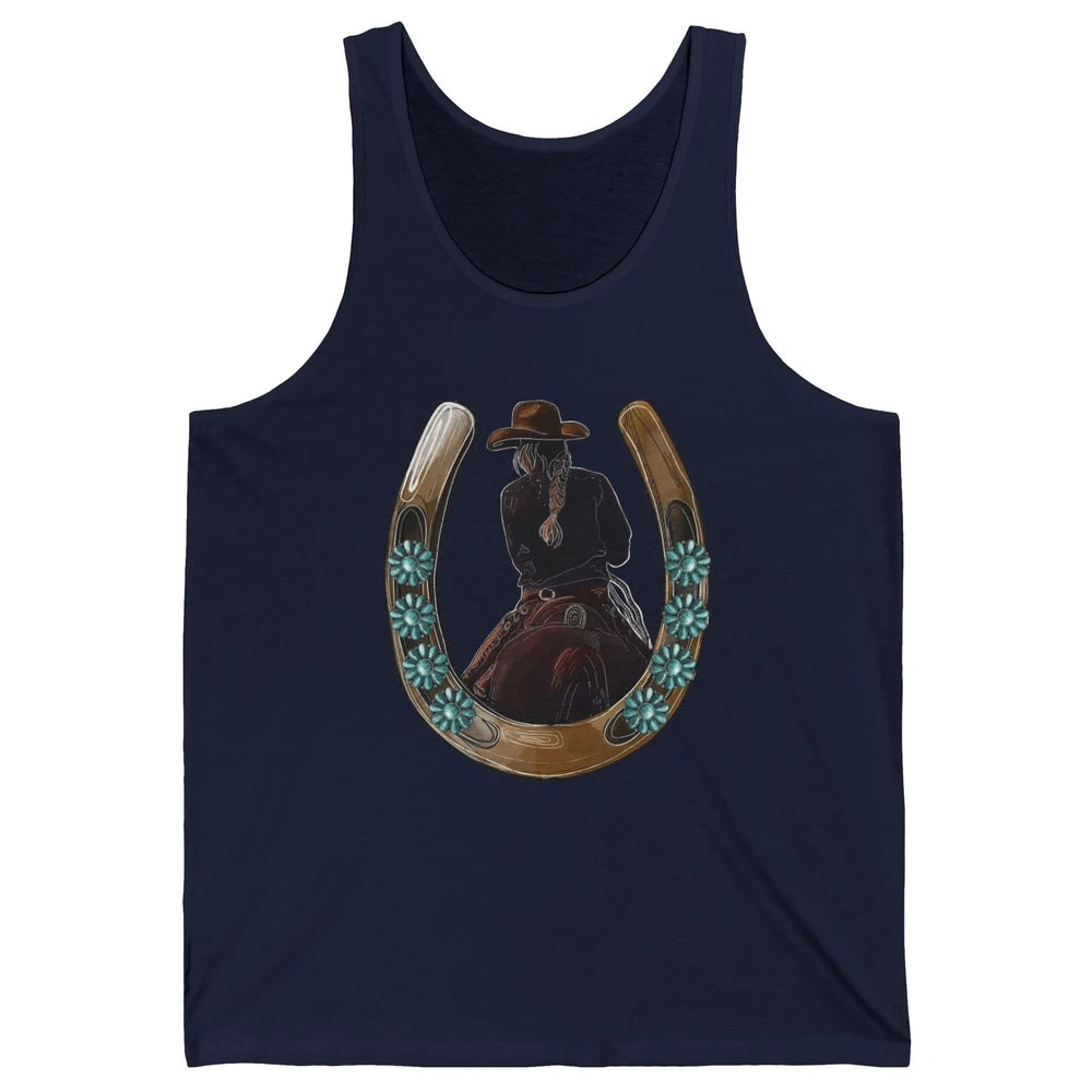 Retro Cowgirl Horseshoe Rodeo Western Cowgirl Peace Lovers Unisex Jersey Tank