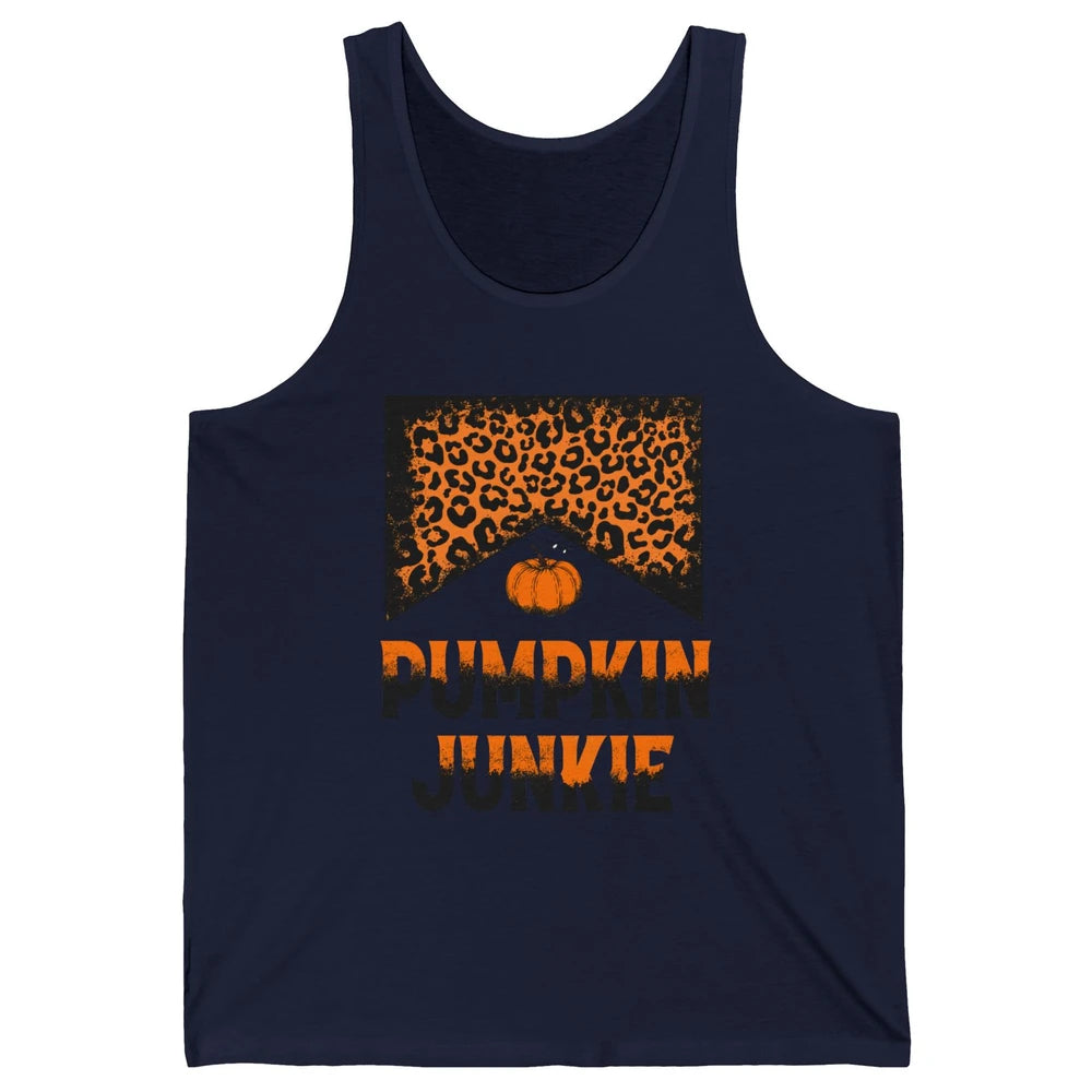 Retro Pumpkin Junkie Leopard Thanksgiving Western Country Unisex Jersey Tank