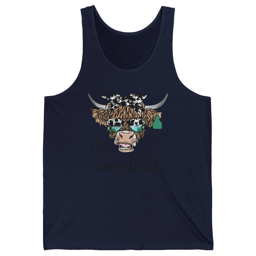 Highland Cow Bandana Cowhide Not Today Heifer Western Animal Unisex Jersey Tank