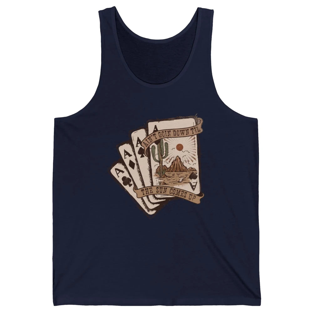 Retro Desert Sunset Cards Ain't Going Down Western Country Unisex Jersey Tank