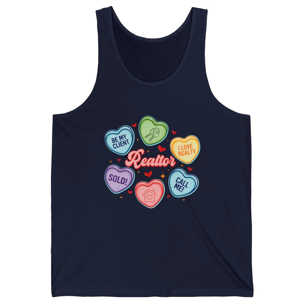 Heart Candy Valentines Day Funny Real Estate Be Mine Realtor Unisex Jersey Tank