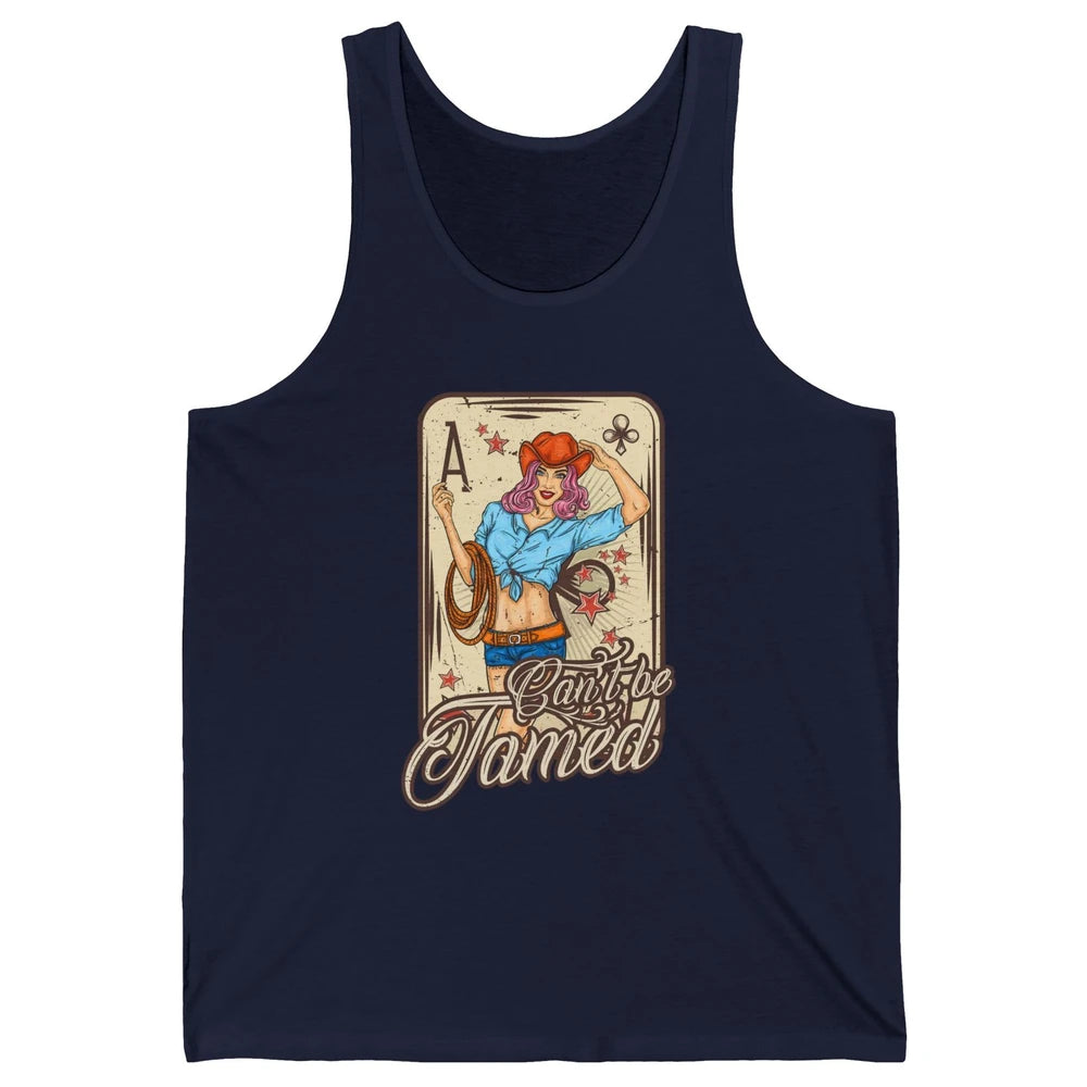 Retro Cowgirl Card Can't Be Tamed Western Country Midwest Unisex Jersey Tank