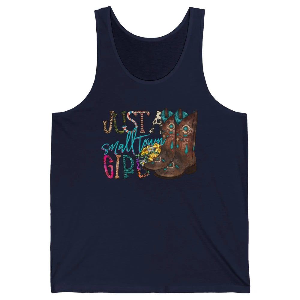 Retro Cowgirl Boots Just A Small Town Girl Western Country Unisex Jersey Tank