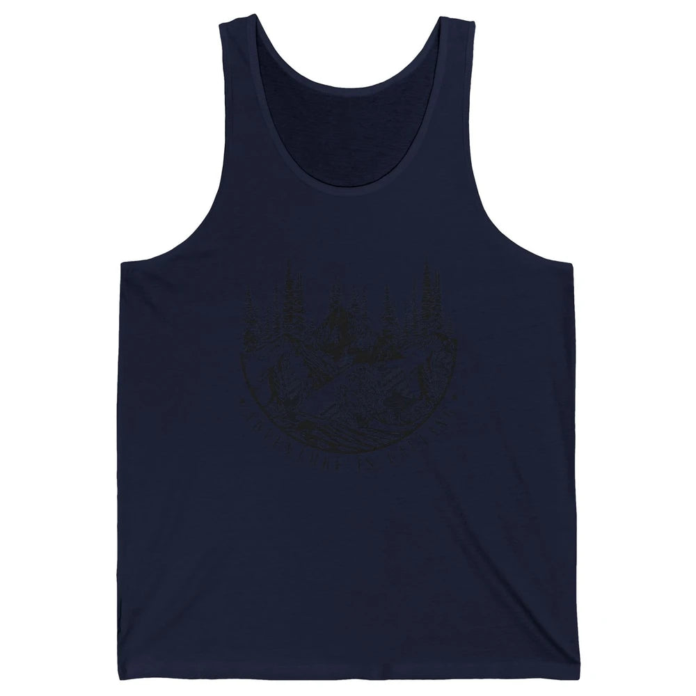 Adventure Is Calling Mountain Outdoor Wilderness Hiking Unisex Jersey Tank