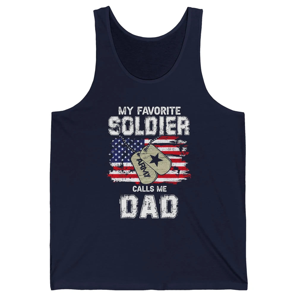 My Favorite Soldier Calls Me Dad US Army Military US Flag Unisex Jersey Tank