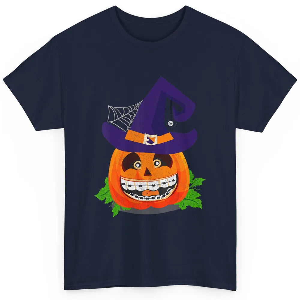 Pumpkin Witch Teeth Braces Dental Dentist Halloween Spooky Classic Unisex T-Shirt