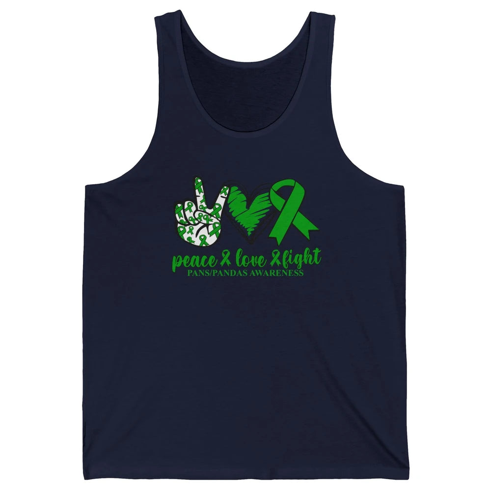 PANS/PANDAS Awareness Green Ribbon Peace Love Cure Unisex Jersey Tank