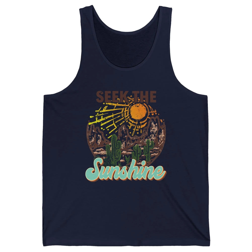 Retro Desert Cactus Seek The Sunshine Western Country Girls Unisex Jersey Tank