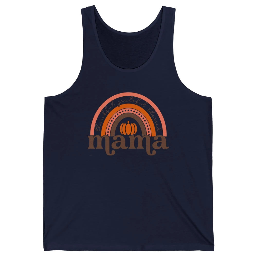 Pumpkin Rainbow Thankful Grateful Blessed Mama Thanksgiving Unisex Jersey Tank