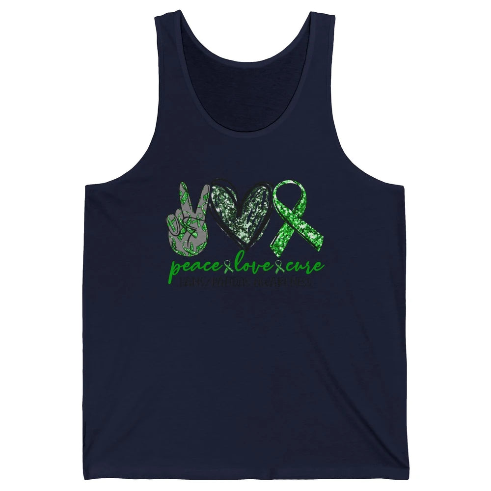 PANS/PANDAS Awareness Green Ribbon Peace Love Cure Unisex Jersey Tank