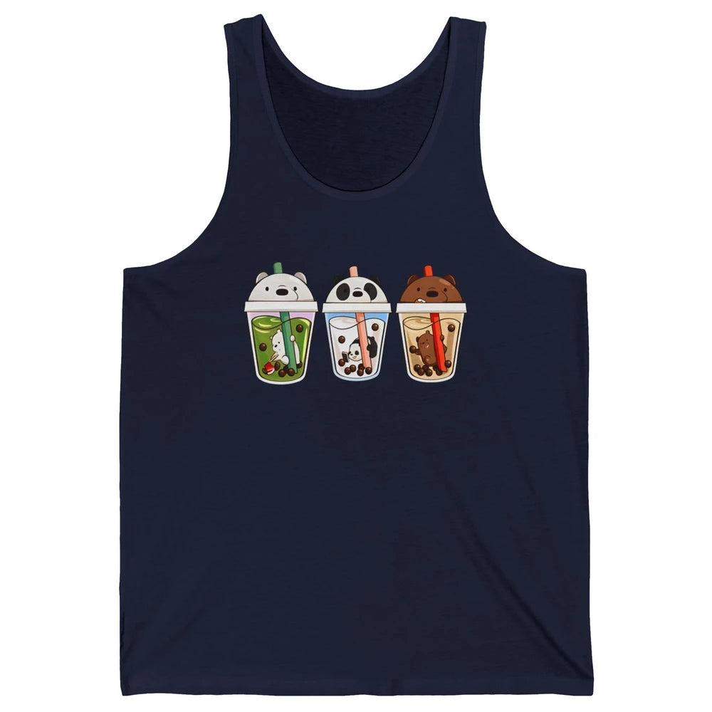 Panda Milk Tea Bears Milk Tea Animal Drinking Boba Lovers Unisex Jersey Tank