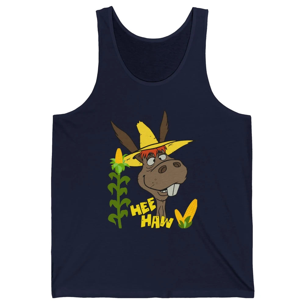 Funny Donkey Face Hee Haw Farming Life Farm Animal Corn Life Unisex Jersey Tank