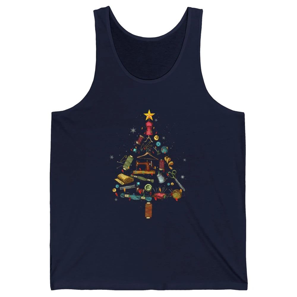 Merry Christmas Sewing Yarn Quilting Xmas Tree Sew Machine Unisex Jersey Tank