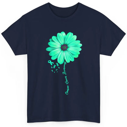 Ovarian Cancer Awareness Daisy Flower Teal Ribbon Cancer Classic Unisex T-Shirt
