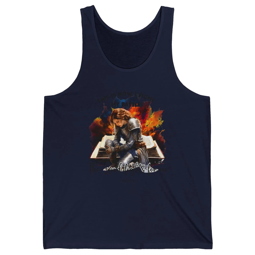 Christian Woman This Is How I Fight My Battles Bible Verse Unisex Jersey Tank