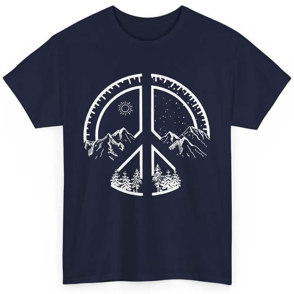 Peace Love Hiking Mountain Hikers Exploring Nature Camping Classic Unisex T-Shirt