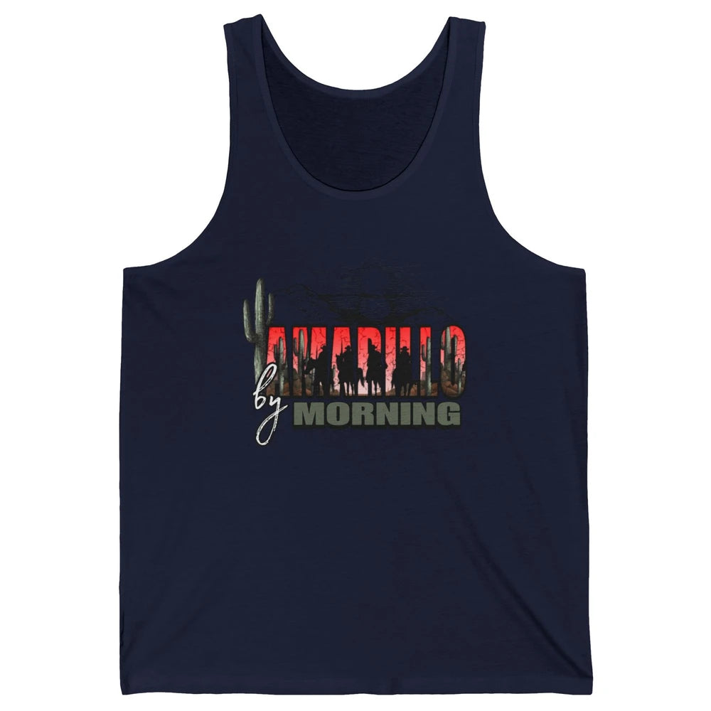 Retro Desert Sunset Amarillo By Morning Western Cowboy Unisex Jersey Tank