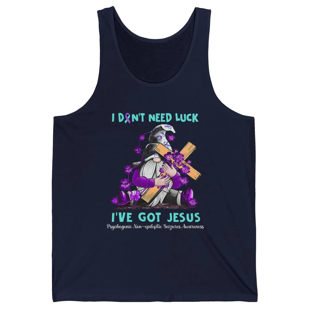 PNES Awareness Gnome I Don't Need Luck I've Got Jesus Faith Unisex Jersey Tank