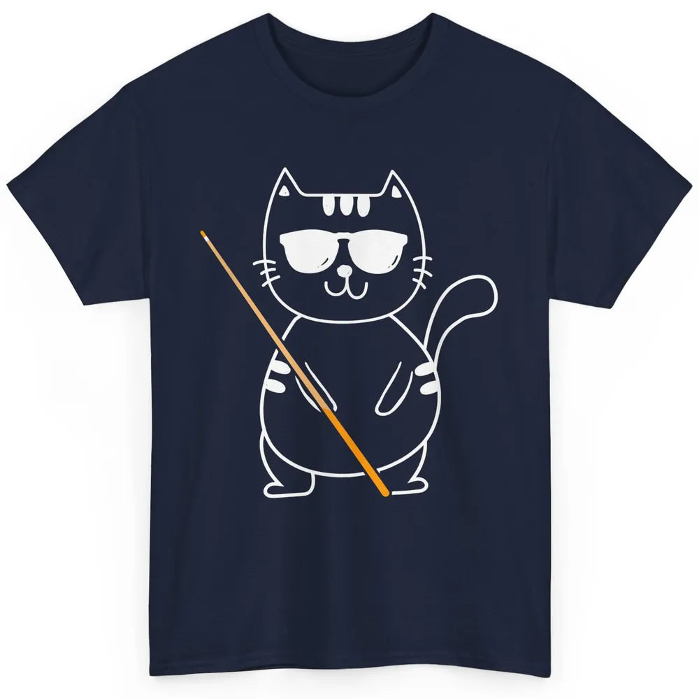 Pool Player Cool Cat Sunglasses Eight Balls Pool Snooker Pun Classic Unisex T-Shirt