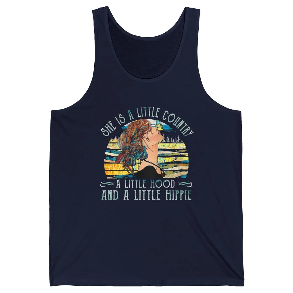 Retro Hippie Girl She's A Little Country A Little Hood Peace Unisex Jersey Tank