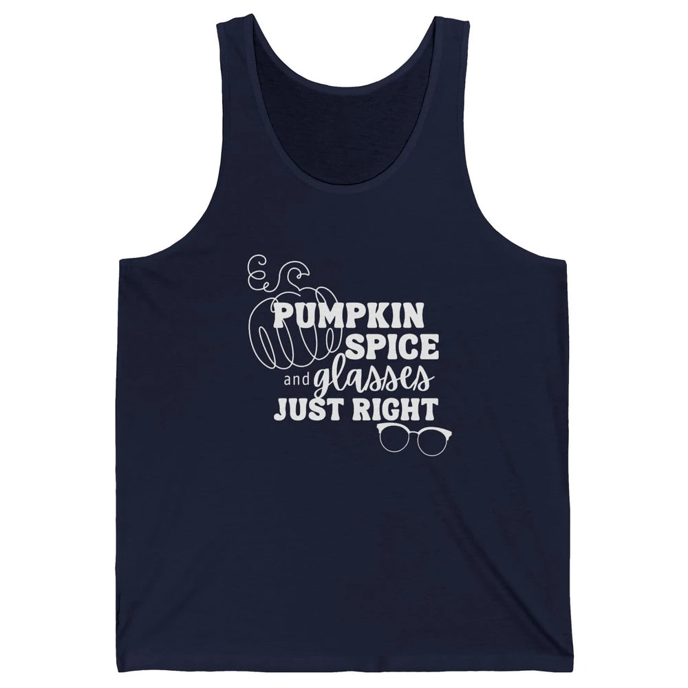 Optometrist Pumpkin Spice Glasses Just Right Optician Fall Unisex Jersey Tank