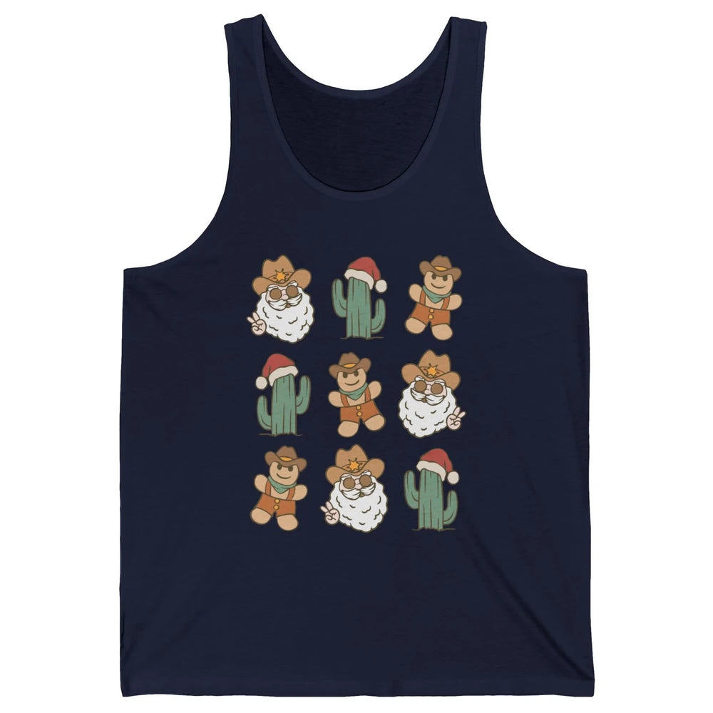 Cowboy Santa Gingerbread Desert Cactus Western Country Xmas Unisex Jersey Tank