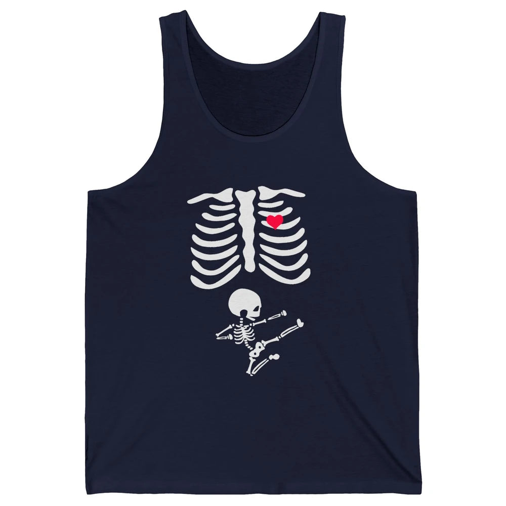 Pregnant Halloween Skeleton Naughty Baby Boy Pumpkin Costume Unisex Jersey Tank