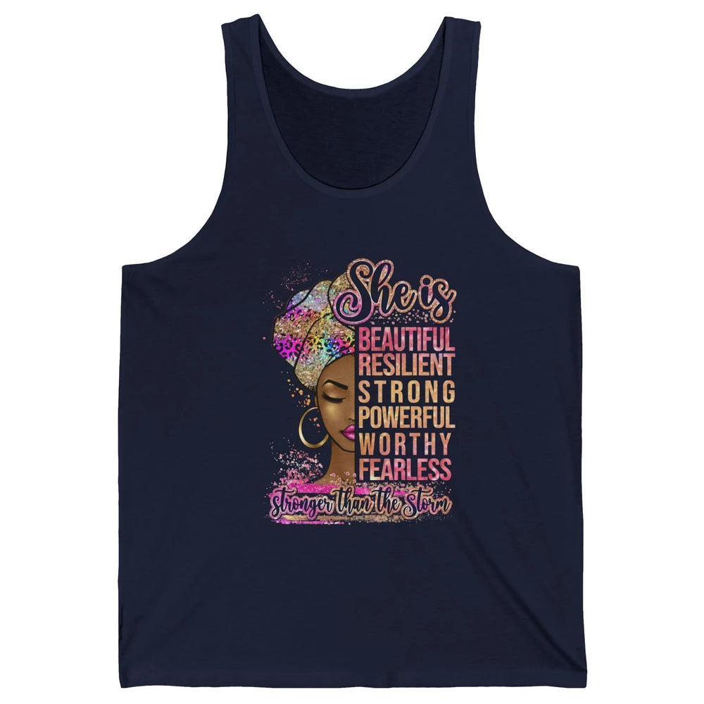 Afro Woman Strong Than Storm Melanin African American Woman Unisex Jersey Tank