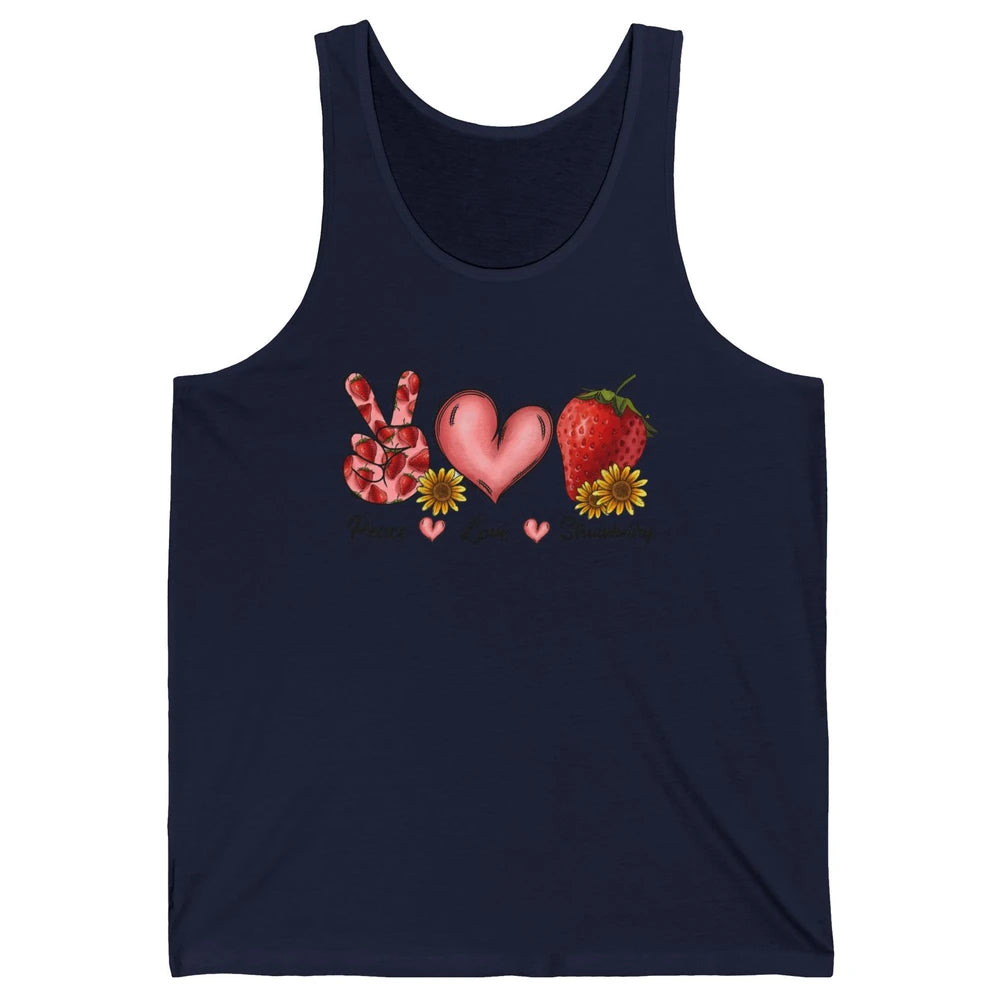 Peace Love Strawberry Strawberries Lover Strawberry Festival Unisex Jersey Tank