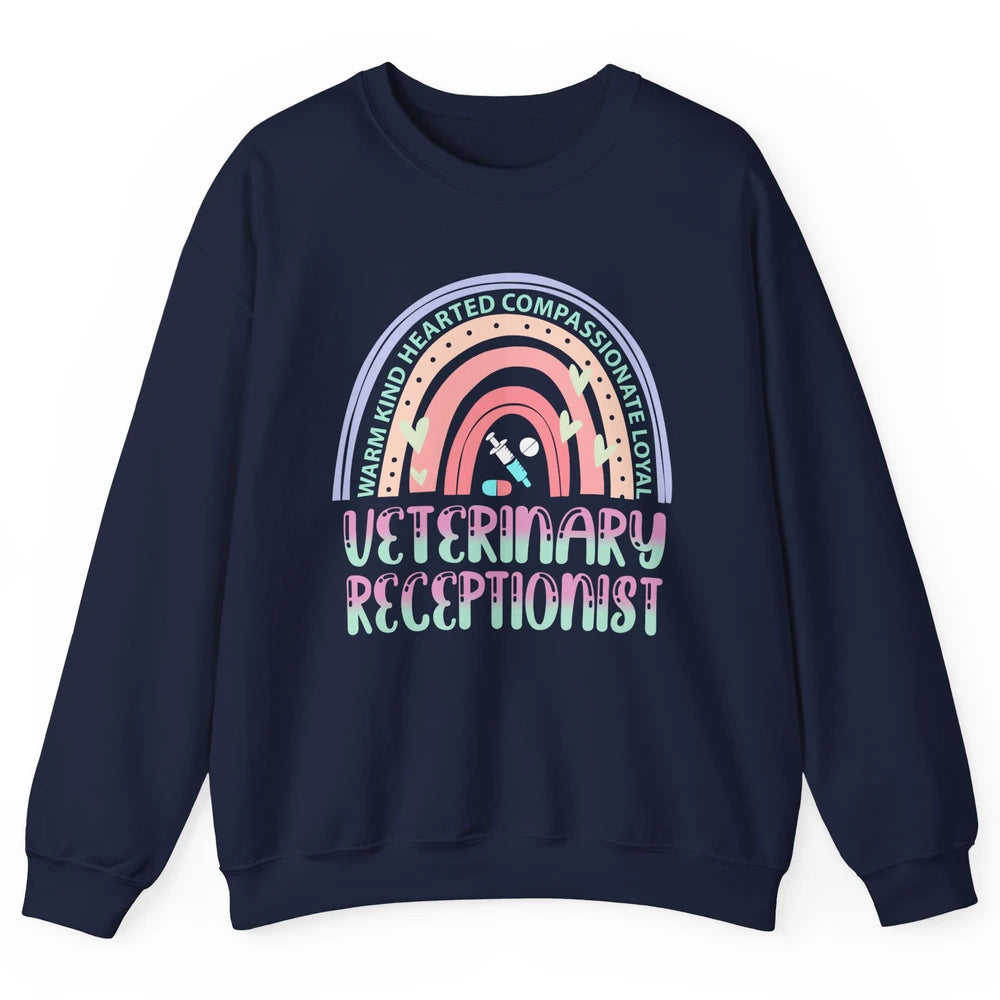 Pink Rainbow Veterinarian Receptionist Dog Recue Dog Mom Unisex Crewneck Sweatshirt