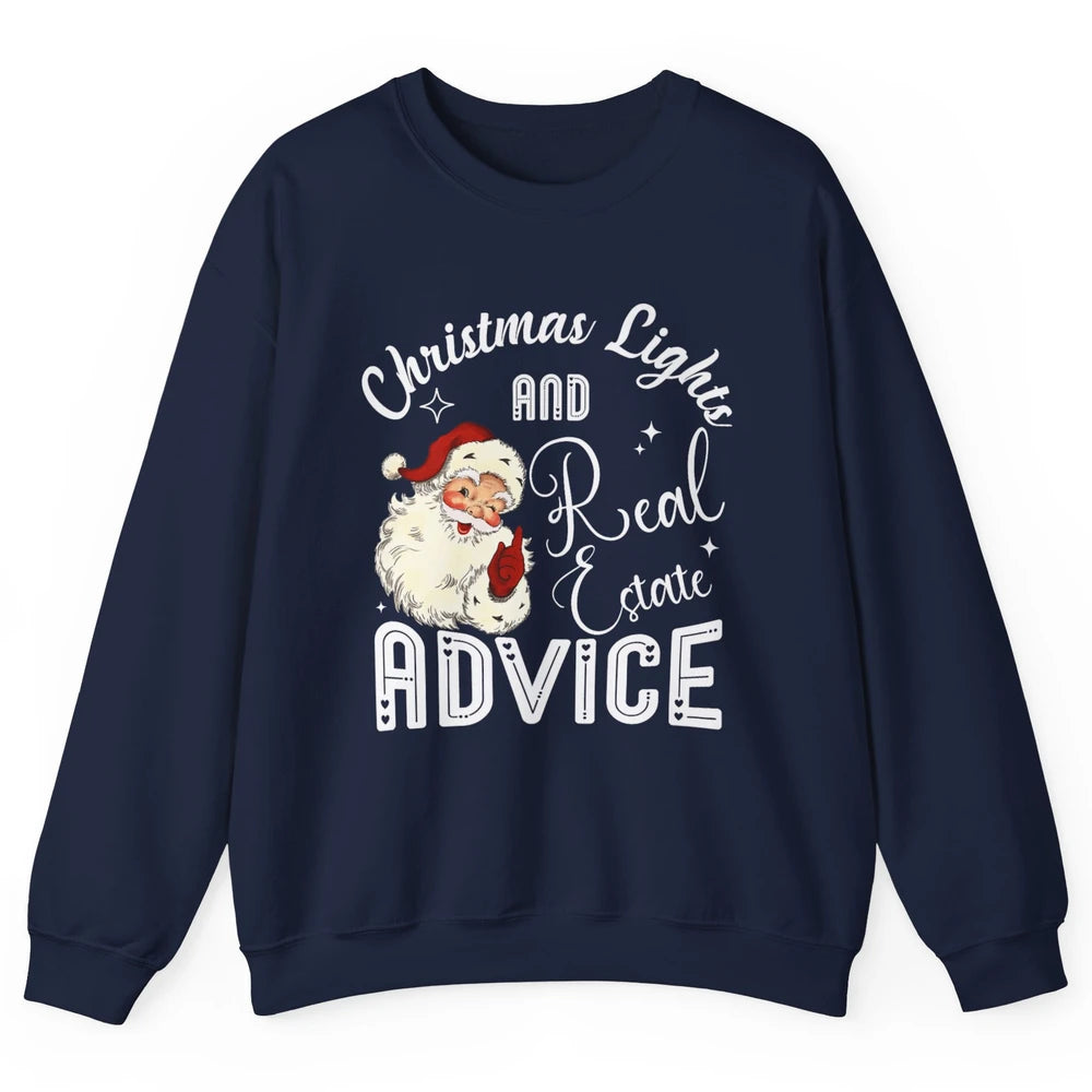 Merry Christmas Xmas Lights Santa Realtor Real Estate Advice Unisex Crewneck Sweatshirt