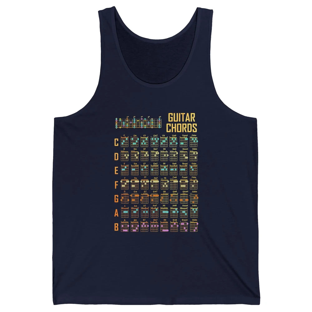 Music Art Guitar Chords Retro Guitarist Play Guitar Musician Unisex Jersey Tank