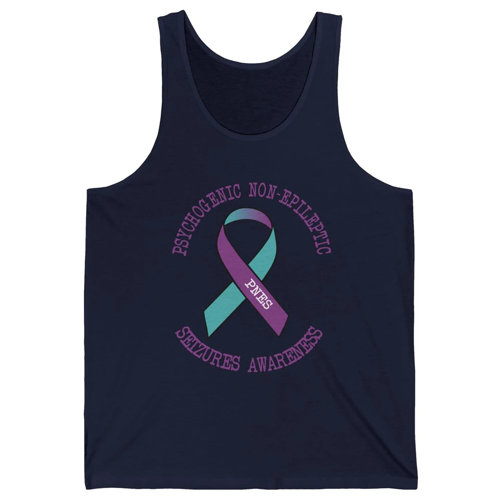 Psychogenic Non-epileptic Seizures PNES Purple Teal Ribbon Unisex Jersey Tank