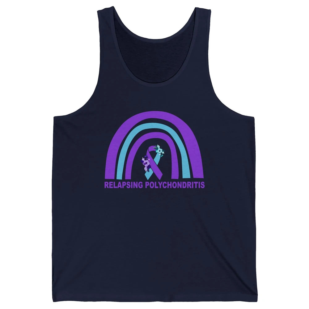 Relapsing Polychondritis Awareness Floral Blue Purple Ribbon Unisex Jersey Tank