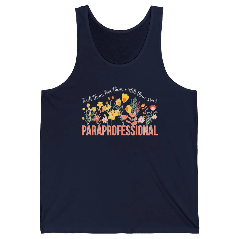 Para Teacher Teach Love Student Wildflower Paraprofessional Unisex Jersey Tank