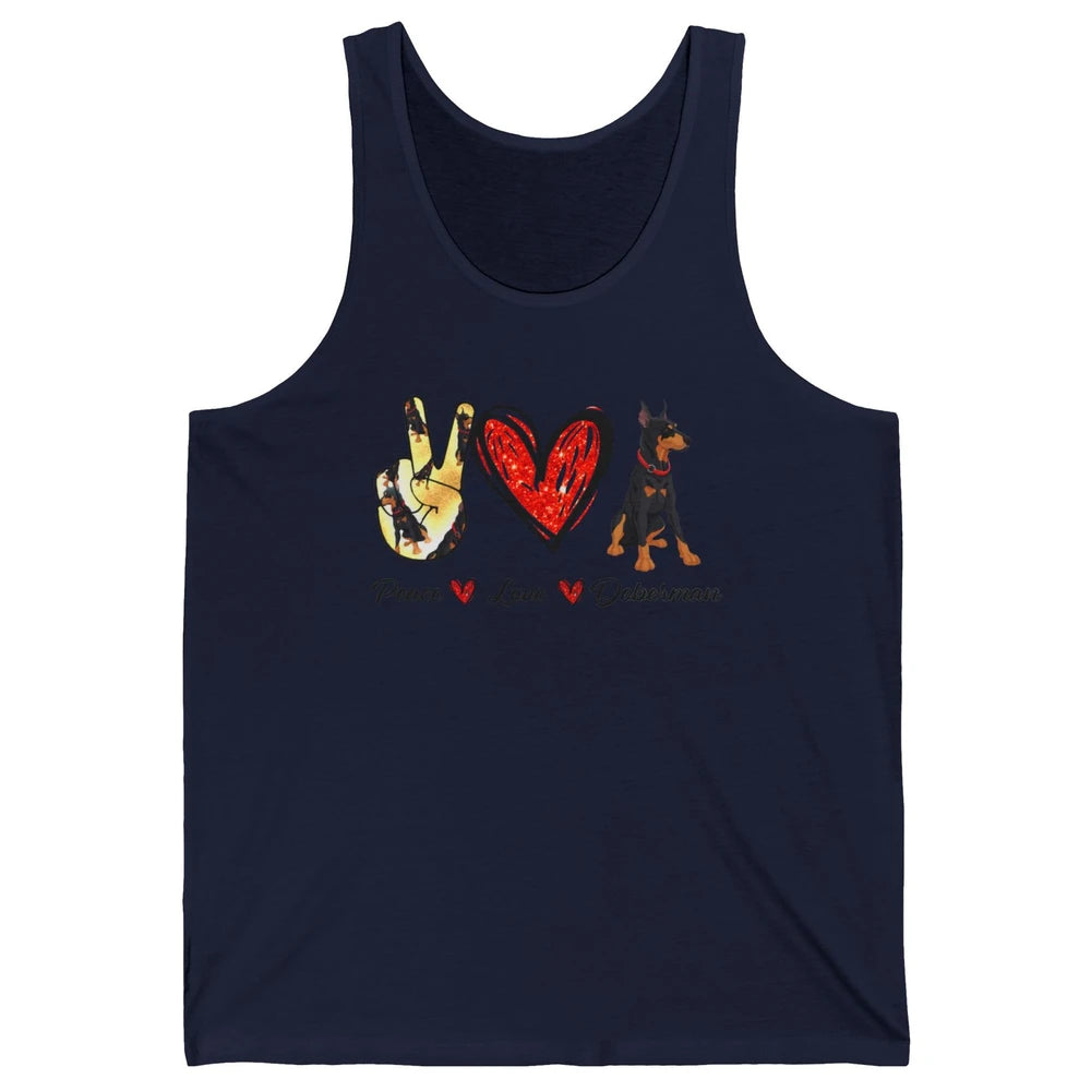 Peace Love Doberman Doberman Mom Dog Lovers Gift Unisex Jersey Tank