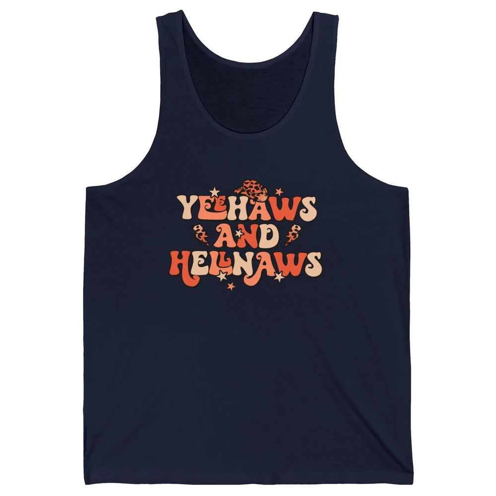 Retro Cowboy Leopard Yeehaws And Hell Naws Western Country Unisex Jersey Tank