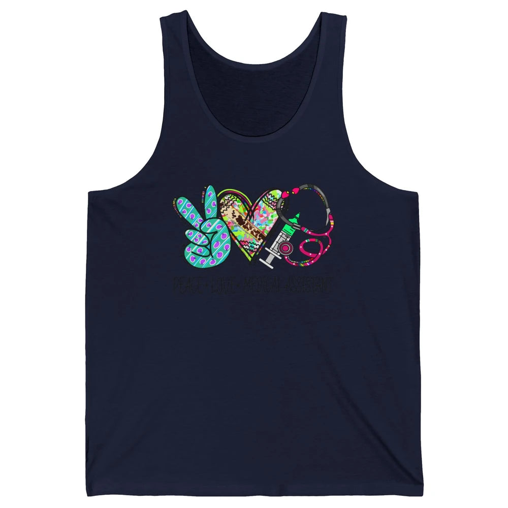 Peace Love Medical Assistant Leopard Stethoscope Nurse Life Unisex Jersey Tank