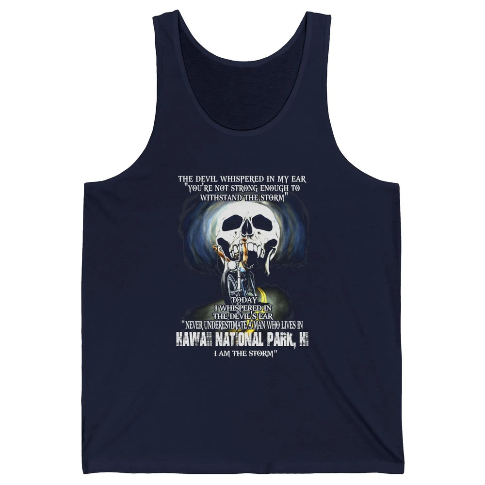 Never Underestimate Hawaii National Park Man Devil Ear Skull Unisex Jersey Tank
