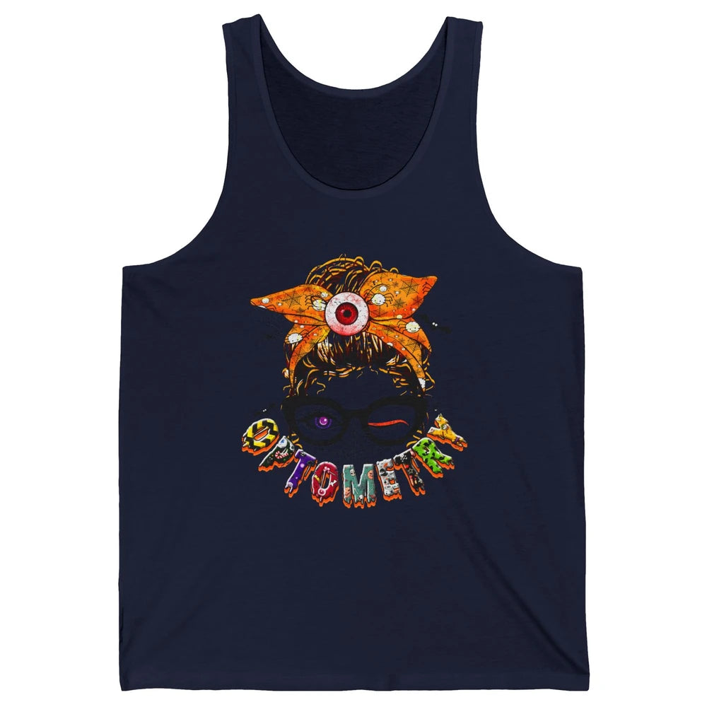 Optometry Messy Bun Glasses Halloween Optometrist Optician Unisex Jersey Tank