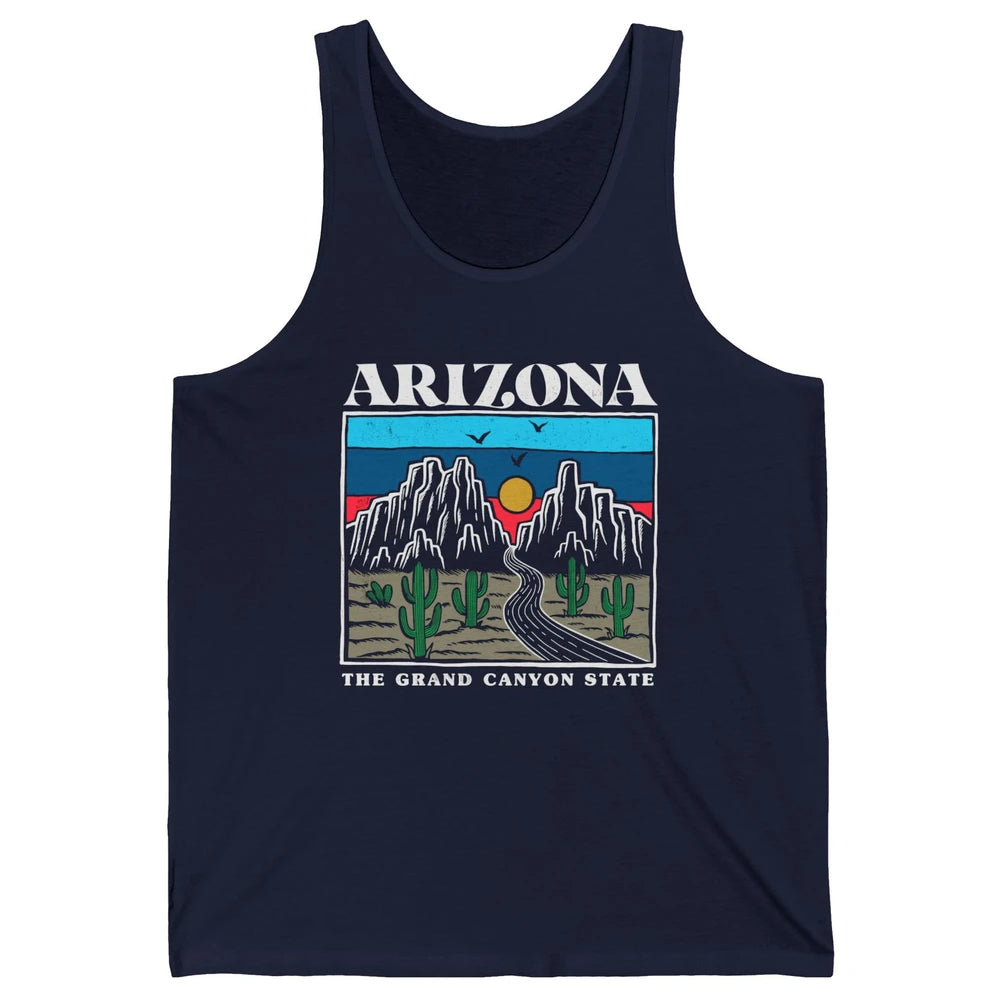 Retro Arizona Cactus Mountain The Grand Canyon State Hiking Unisex Jersey Tank