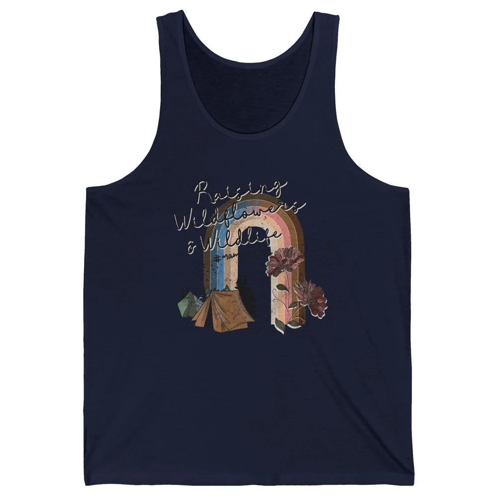 Raising Wildflowers & Wildlife Mama Of Both Retro Boho Mama Unisex Jersey Tank