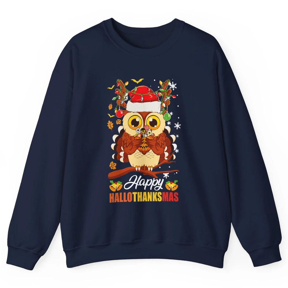 Owl Halloween Owl Thanksgiving Owl Christmas Owl Lovers Gift Unisex Crewneck Sweatshirt