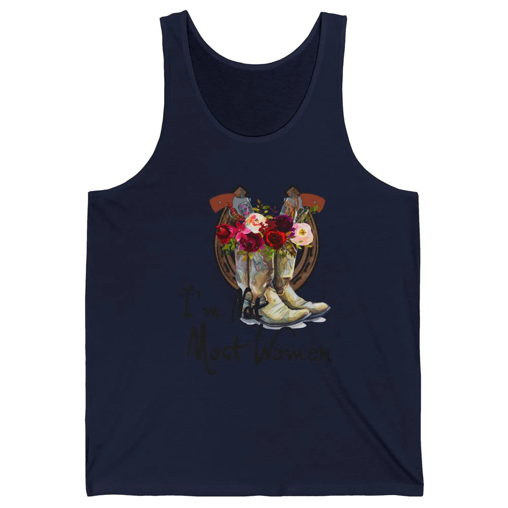 Retro Floral Cowgirl Boots I'm Not Most Women Western Cowboy Unisex Jersey Tank