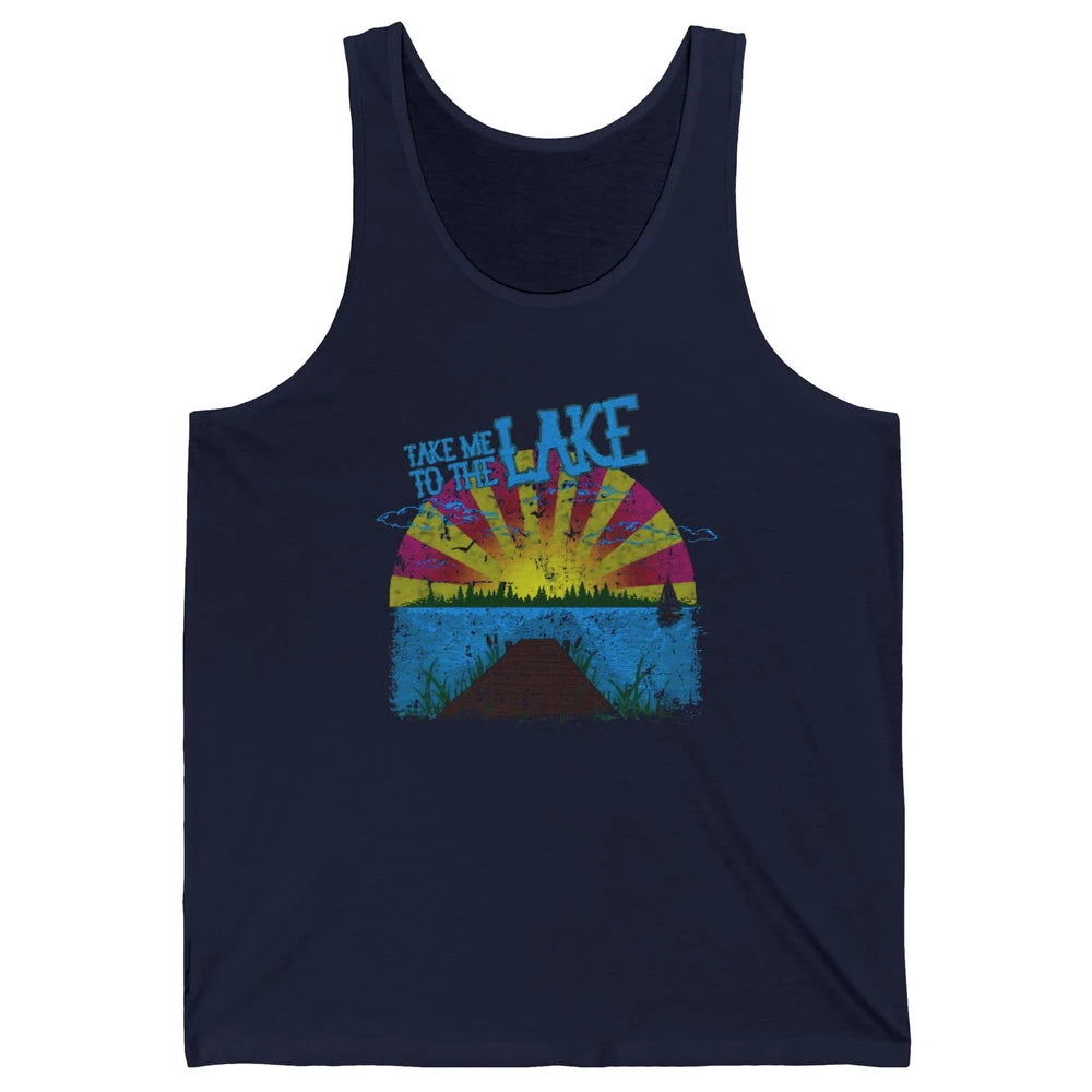 Retro Lake Life Take Me to the Lake Sunrise Summer Gift Unisex Jersey Tank