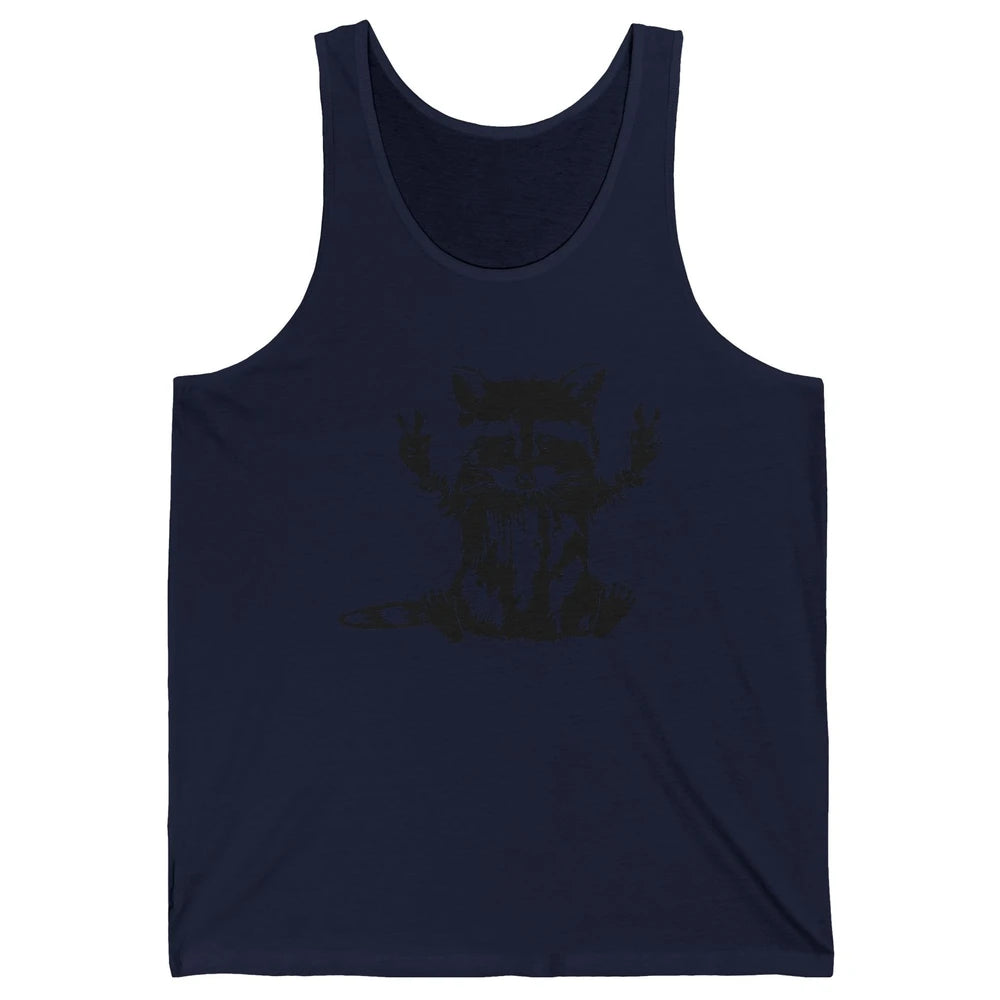 Funny Racoon Peace Sign Trashed Racoon Panda Lovers Gift Unisex Jersey Tank