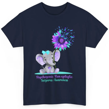 PNES Awareness Purple Teal Ribbon Sunflower Baby Elephant Classic Unisex T-Shirt