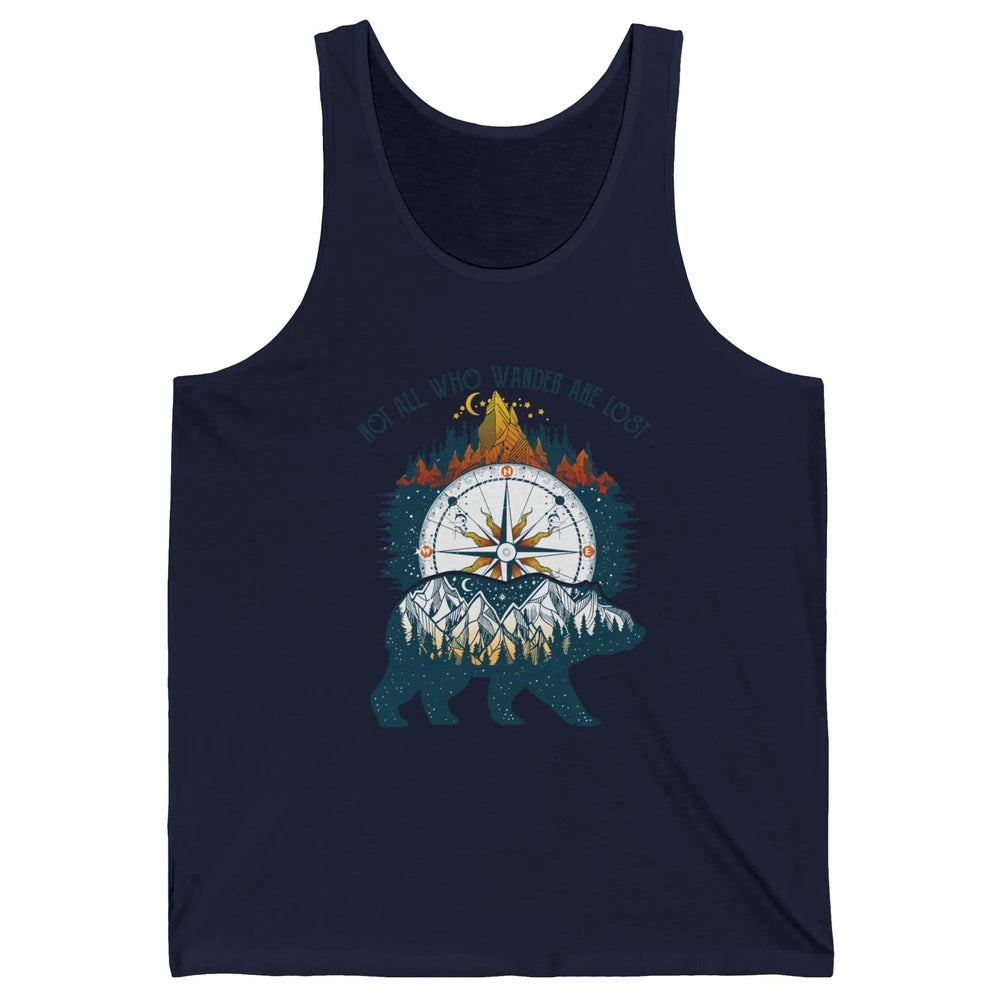 Not All Who Wander Are Lost Compass Mountain Camping Hiking Unisex Jersey Tank