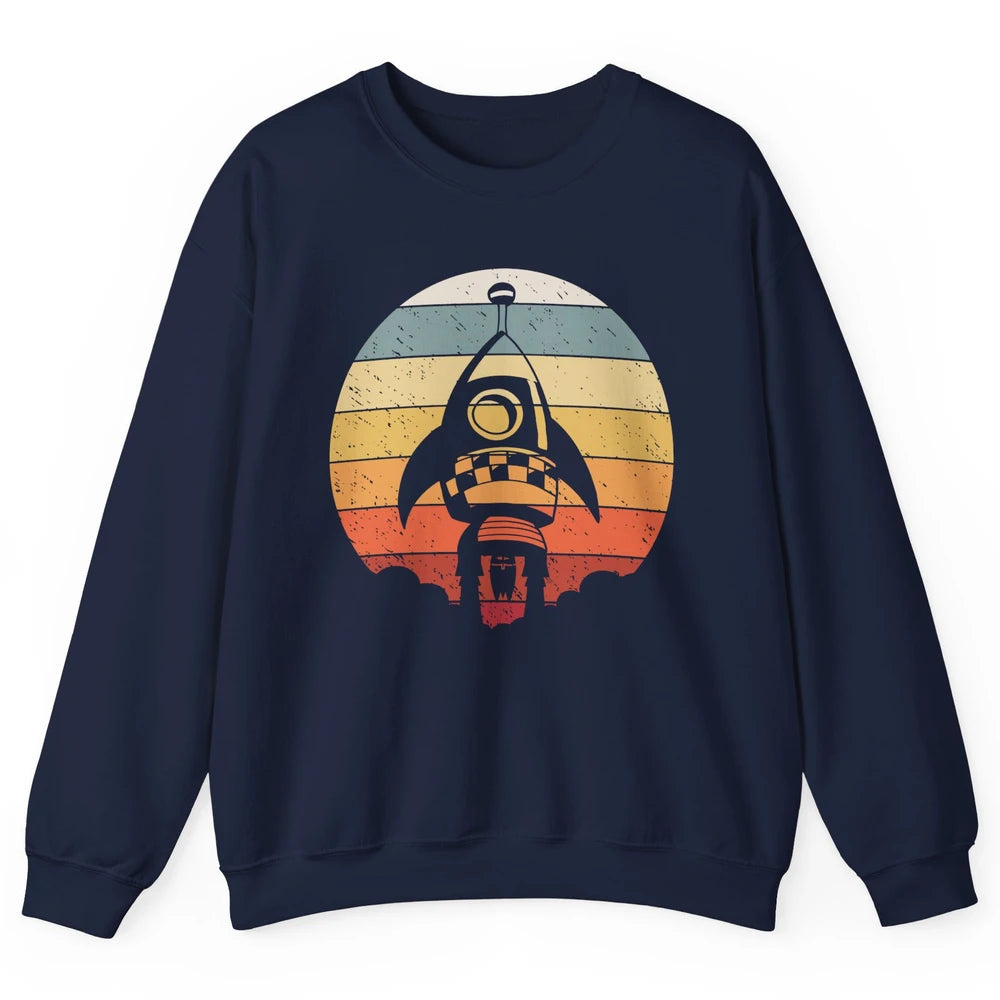 Retro Astronaut Spaceship Spacecraft Spaceman Rocket Launch Unisex Crewneck Sweatshirt