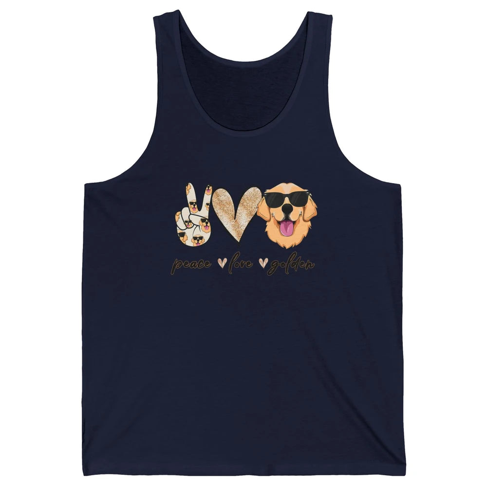Peace Love Golden Dog Lover Golden Retriever Dad Mom Gift Unisex Jersey Tank